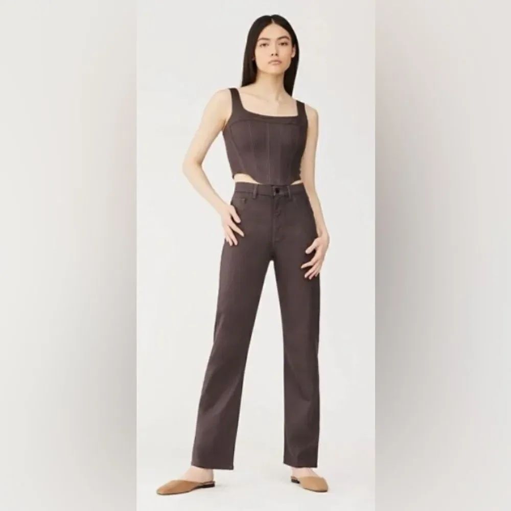 DL1961 ultimate knit Emilie Straight-Leg ultra high rise vintage 31” dark cocoa